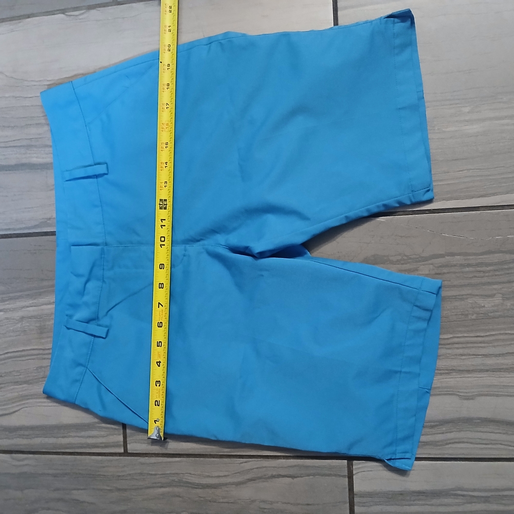 Blue Flat Front Casual Shorts